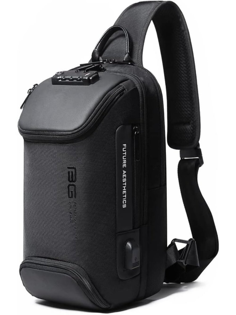 Anti-Theft Sling Backpack with Lock, USB Charging Crossbody Bag for Men & Women